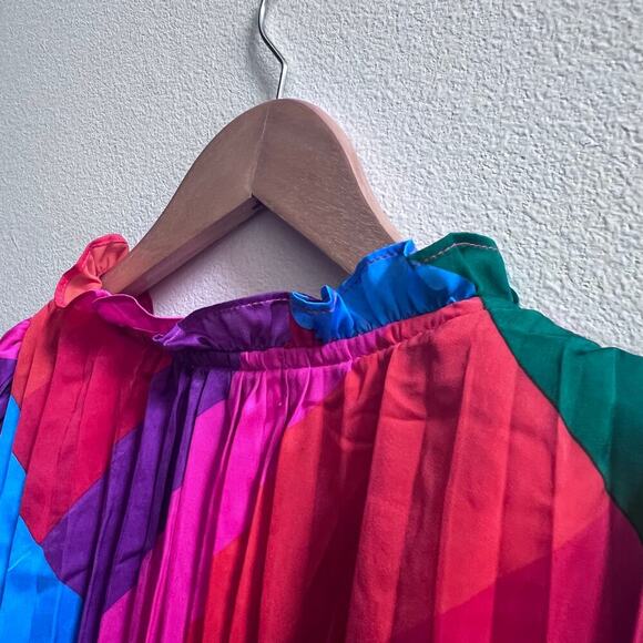 Vestique Feeling Festive Pleated Mini Dress Long Sleeve Women's Loose Fit XS - Picture 8 of 10